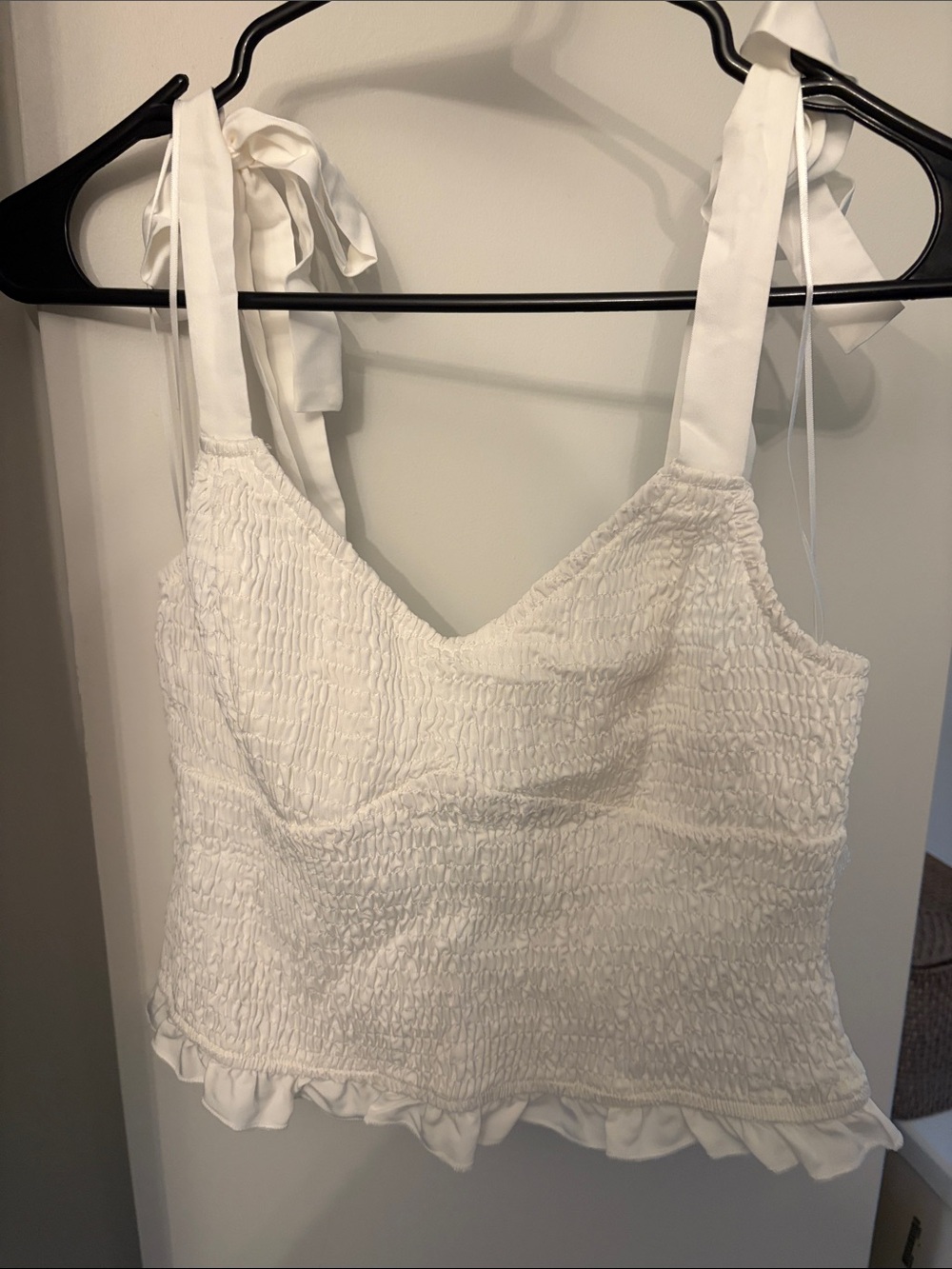 Papermoon Kaity Smock Ruffle Tie-Strap Crop Top